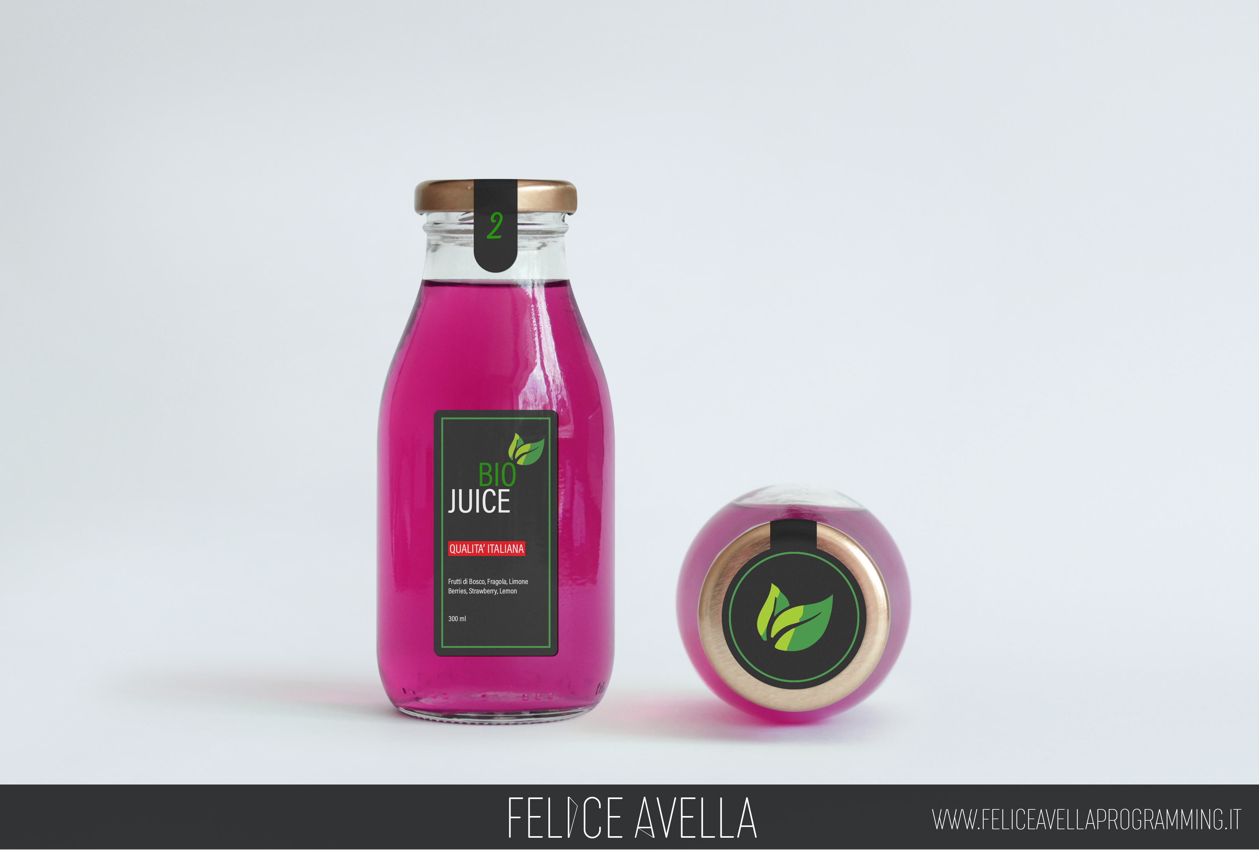 packaging bottiglia di succo bio